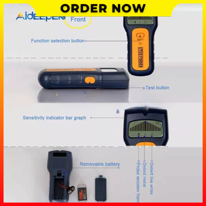 3In1 Detektor Logam LCD Scanner Tegangan AC Kawat Dinding Suara Alarm Aideepen TS79 - 7ROTLGBY