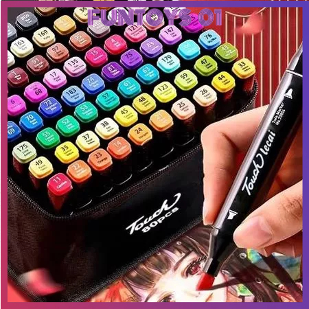 

120/80/60 Pcs Spidol Warna Warni Lengkap 12/36 Pcs Untuk Catatan Penting dan Menggambar Permanen Alat Tulis Stabilo Gambar Art Marker Brush Dua Sisi