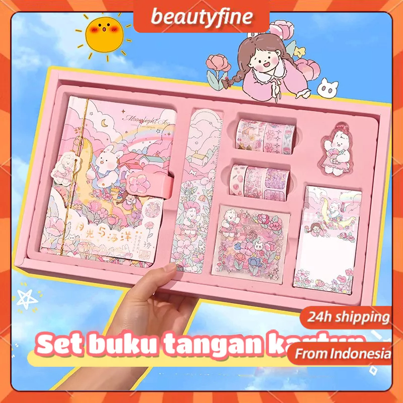 

【Penjual Lokal】Paket Jurnal 8 In 1 Set Gift Box Paket Buku Harian Alat Tulis Estetik Lettering Book Lettering Pen Buku Lettering