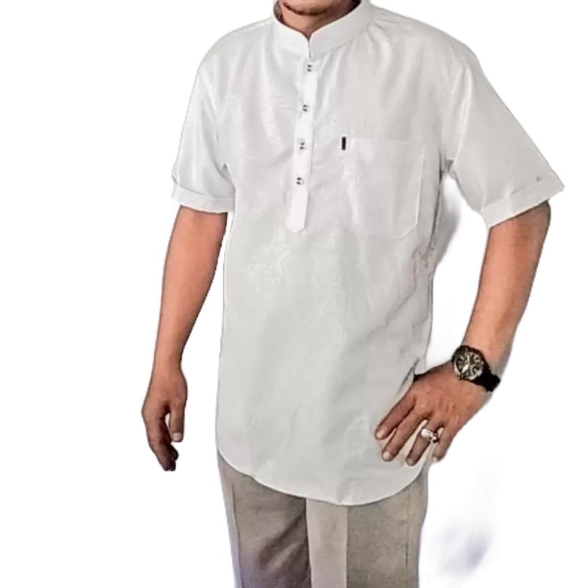 Baju koko lengan pendek kemko kurta jasko busana muslim atasan pria koko pria motif embos twiess