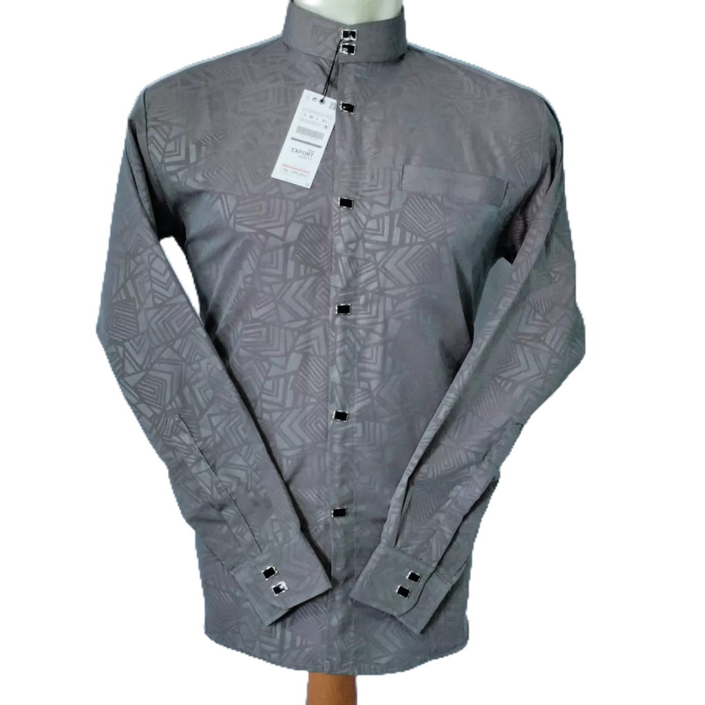 Fashion Muslim Pria Warna Abu Kemko Sultan Kancing Jepret