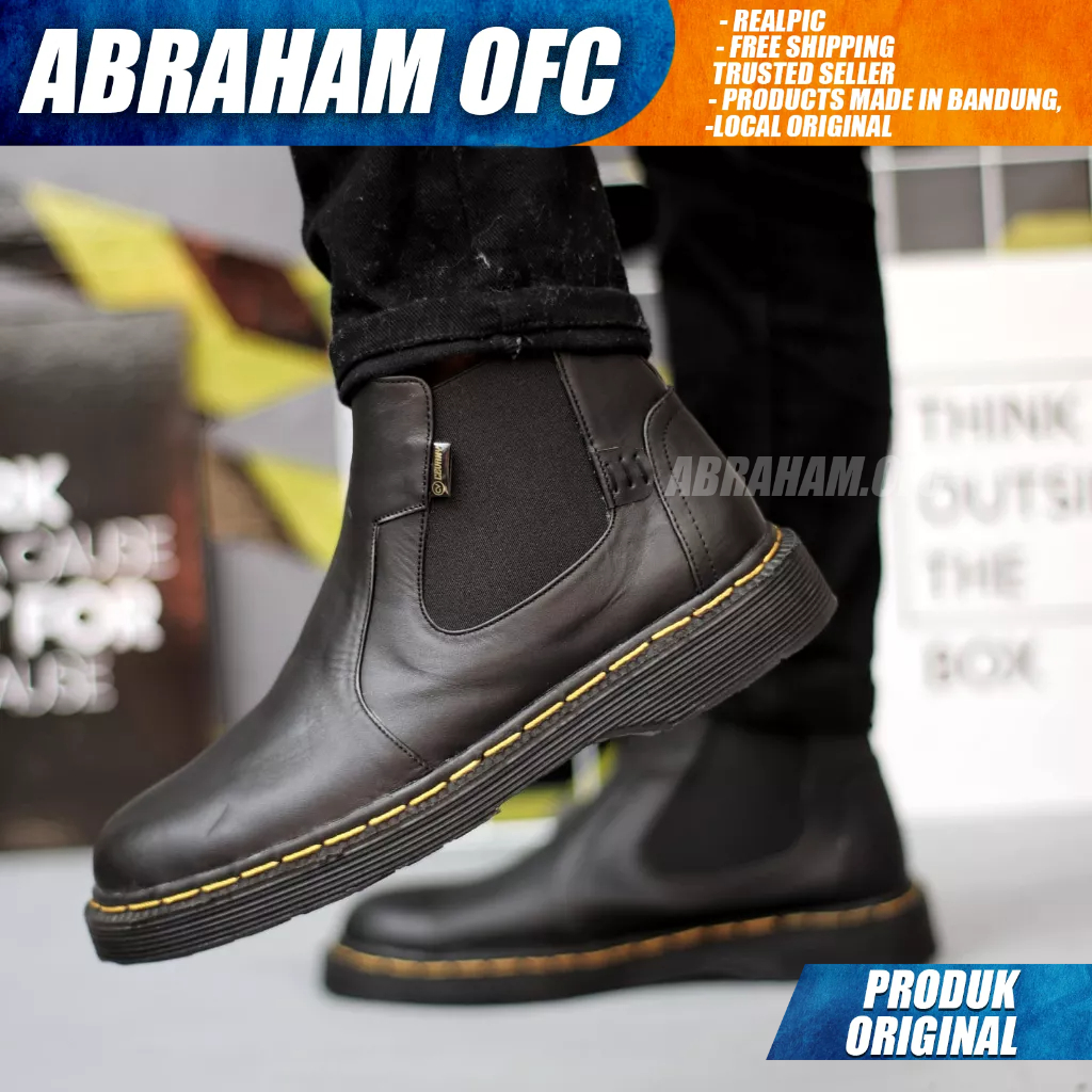 ABRAHAM Sepatu Boot Docmart Kulit Asli Casual Formal Pantofel Kerja Pria