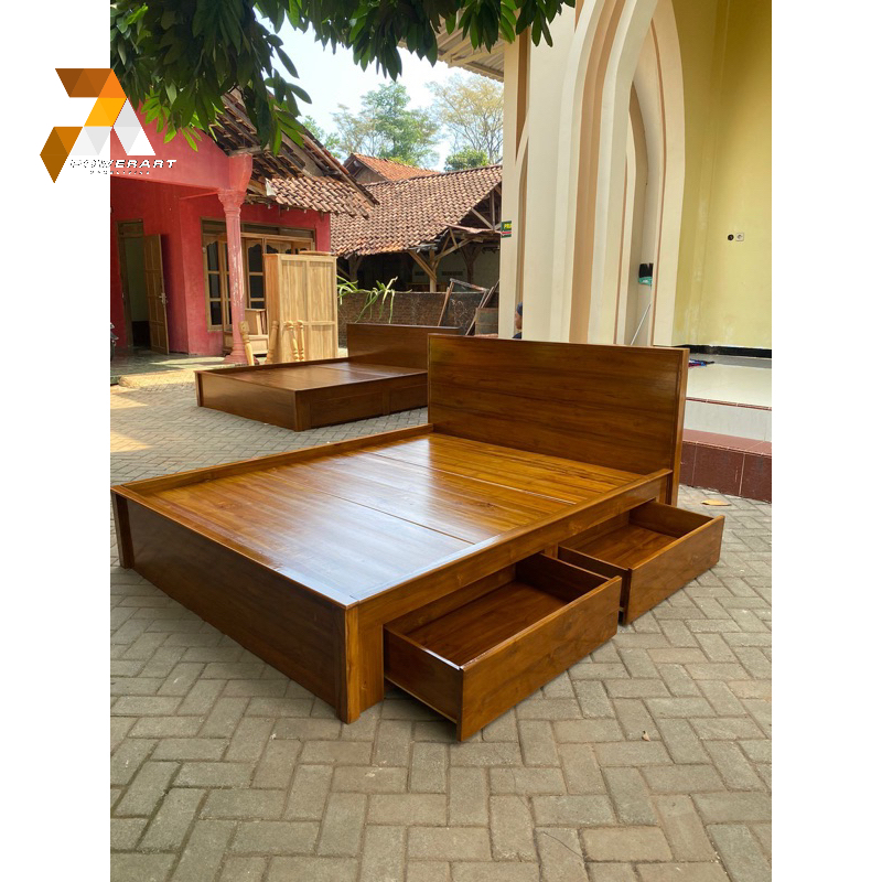 Tempat Tidur Minimalis Kayu Jati solid Ranjang jati Divan Jati solid