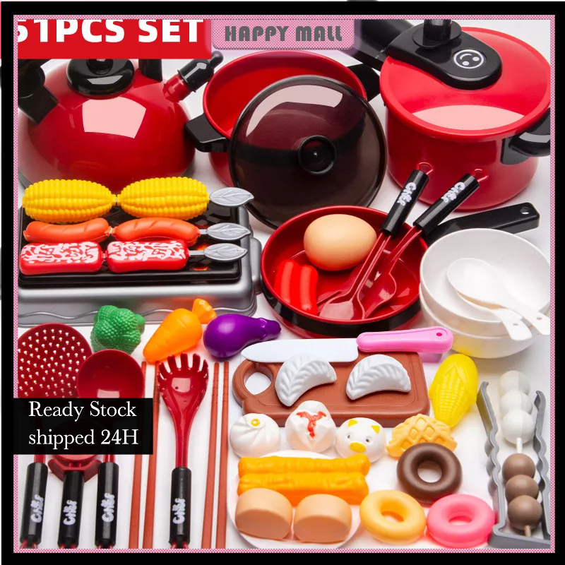 【Harga Minimum】COD 51/61/84pcs Mainan Dapur Anak Kitchen Set Masak masakan mainan dapur Cooking Set 