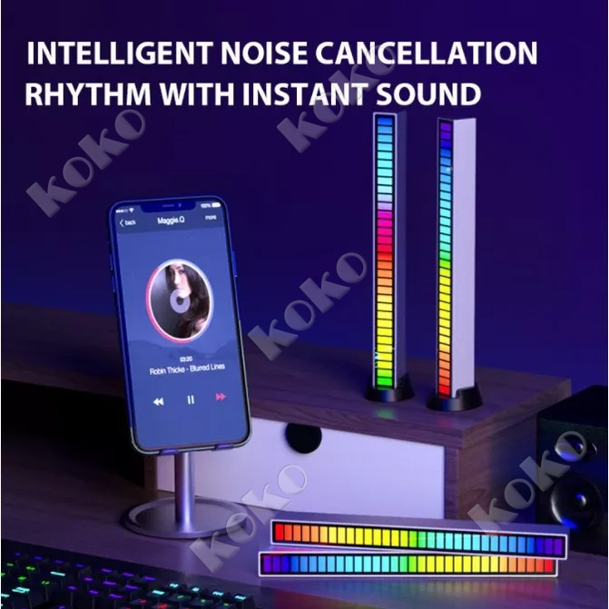 【Penjual Lokal】Lampu ambient mobil portabel Lampu LED RGB Bar Strip Spectrum Audio Indicator Music Sound Control Harga Per 1 Pcs