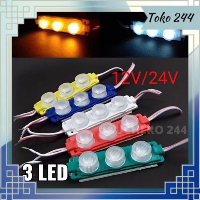Lampu LED Modul 3 Mata Besar 12Volt 3watt - LED Modul RGB LED STRIP 12V /12 Volt