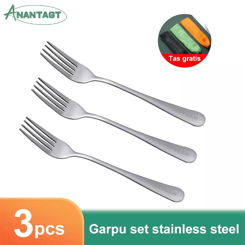 Letyeah &amp; Anantagt sendok garpu set stainless/Set 3 garpu stainless steel/garpu makan/set alat  Garpu makan stainless/stainless steel/Garpu Buah Stainless
