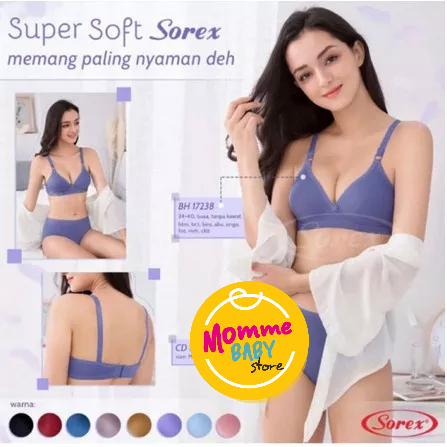 Bra Sorex Wanita Ibu BH Sorex 17238 Tanpa Kawat Super Soft Sorex Cup Kecil Dalaman Wanita Ibu