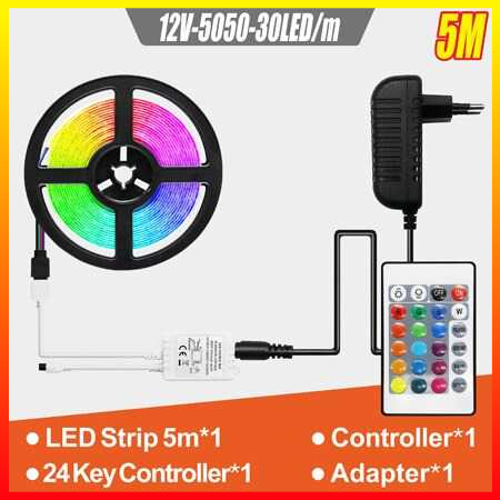 LED RGB Strip 2835 300 LED 5 Meter with Remote Control Lampu Hemat Energi Tahan Air IP65 MRTOPELE - 7CLL0QMC