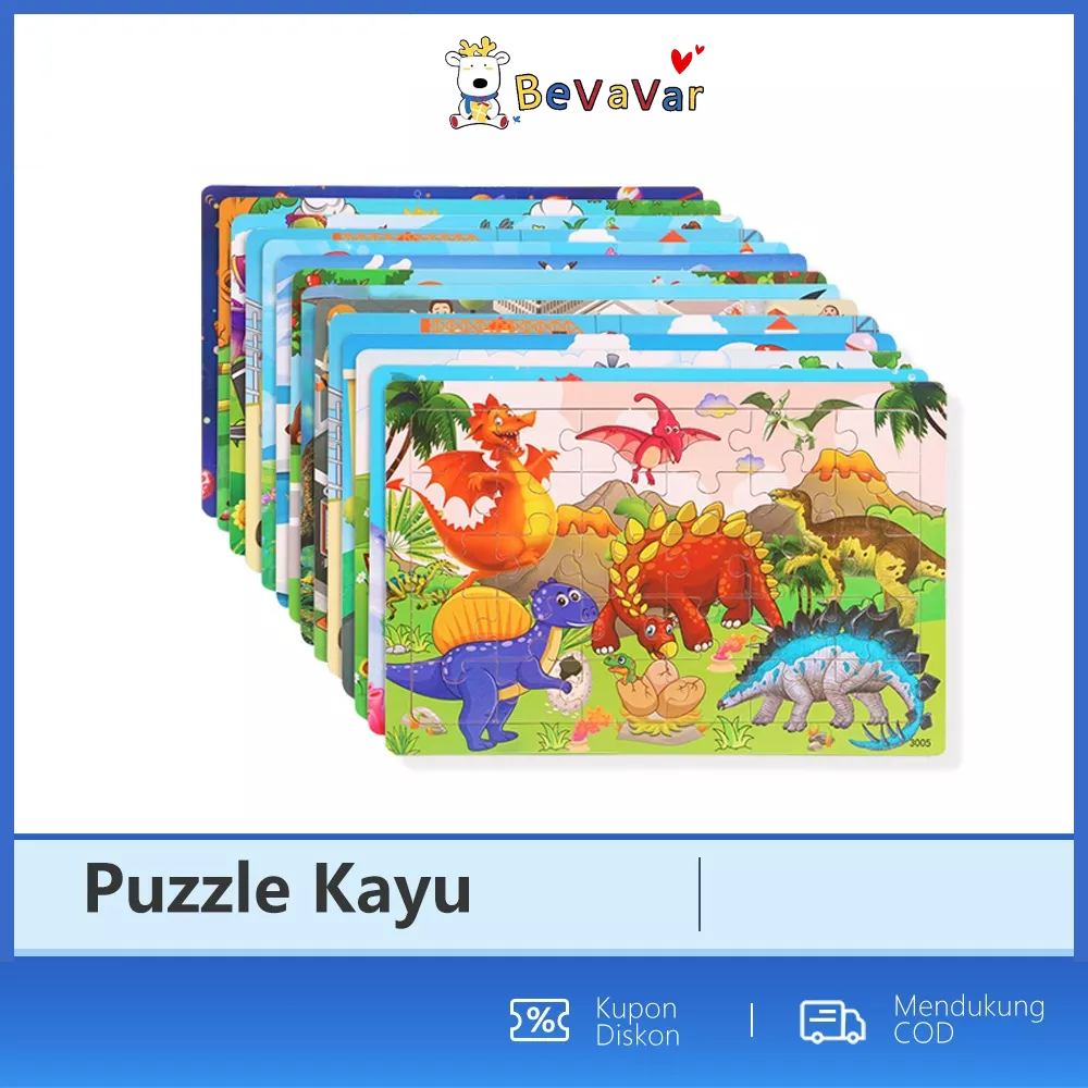 BEVAVAR Mainan Edukasi Puzzle Kayu Anak Mainan Jigsaw Puzzle Wooden Toys