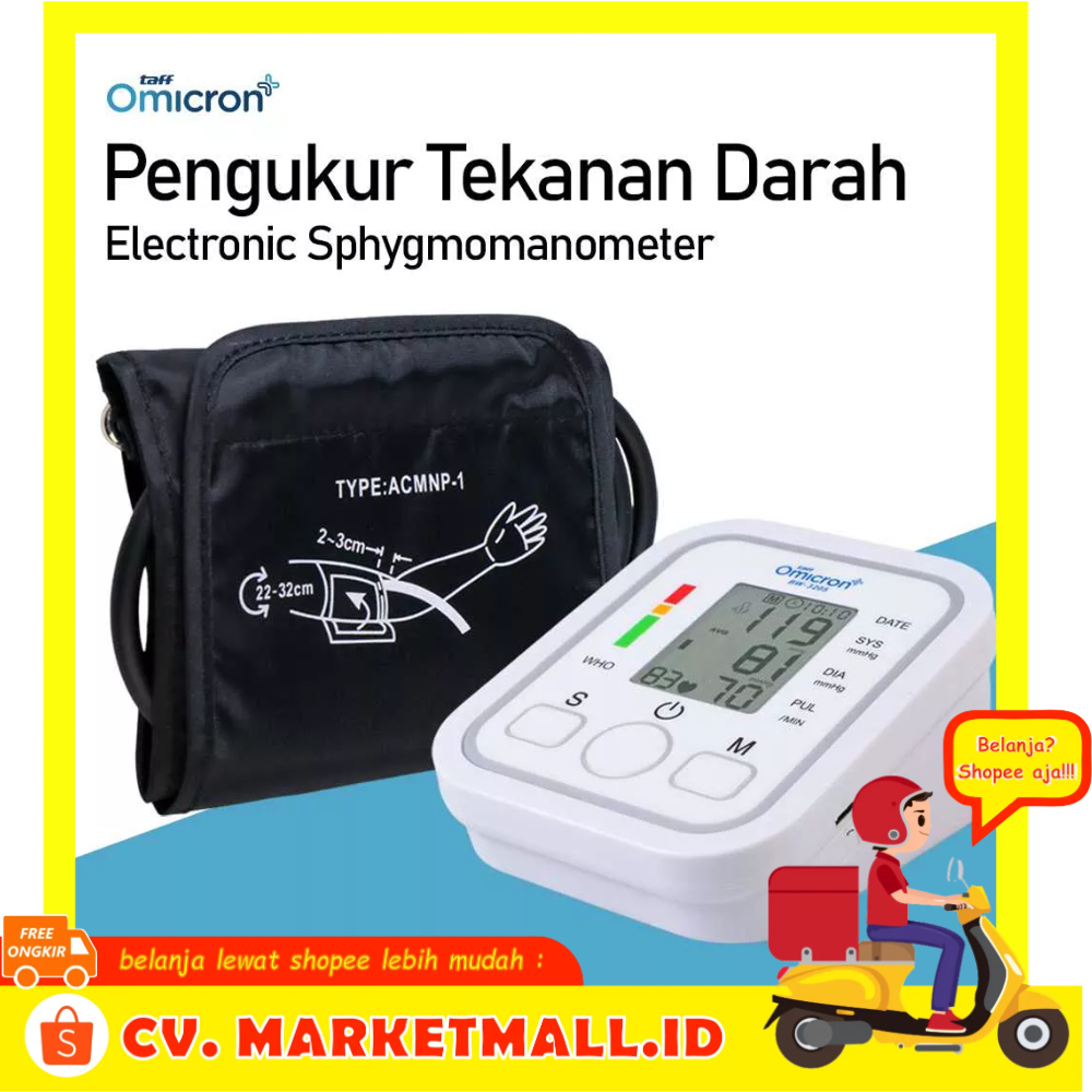 Pengukur Tekanan Darah Pergelangan Tangan Tensiometer Sphygmomanometers Monitor Digital TaffOmicron B869 - OMHRG7WH