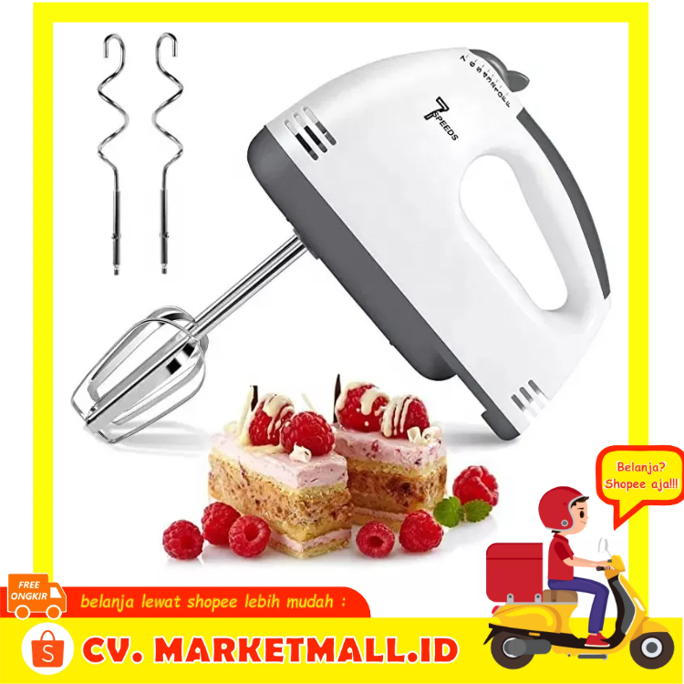 Kitchen Electric 100W 7 Speed ​​Handheld Adonan Kue Food Blender Egg Beater Whisk Hand Mixer SCARLETT HE-133 - OMHAY6WH