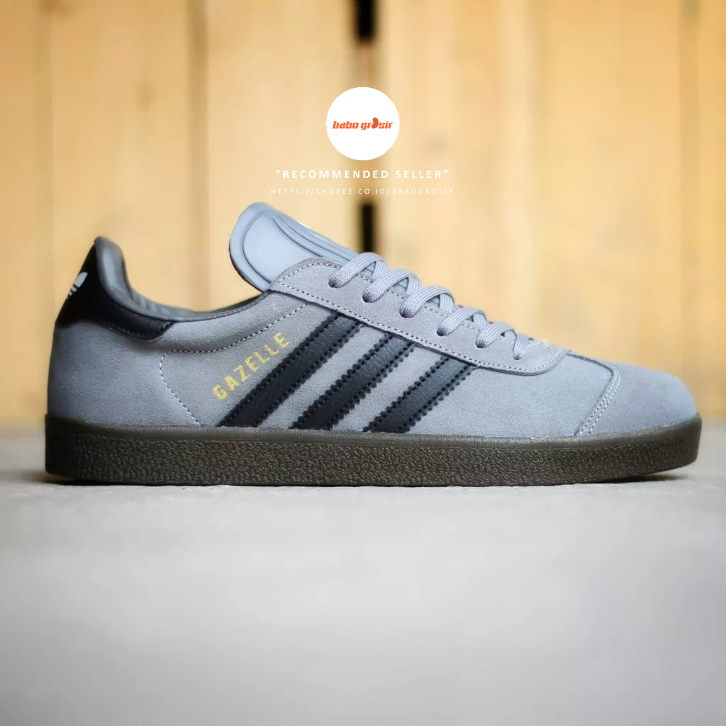 PROMO Sepatu Sneakers Murah | Adidas Gazelle Suede Leather Grey Black White Premium Quality, Harga Murah, Kualitas Mewah