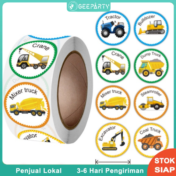 

500 pcs Konstruksi Tema Stiker/ Untuk Perlengkapan Dekorasi Pesta Ulang Tahun