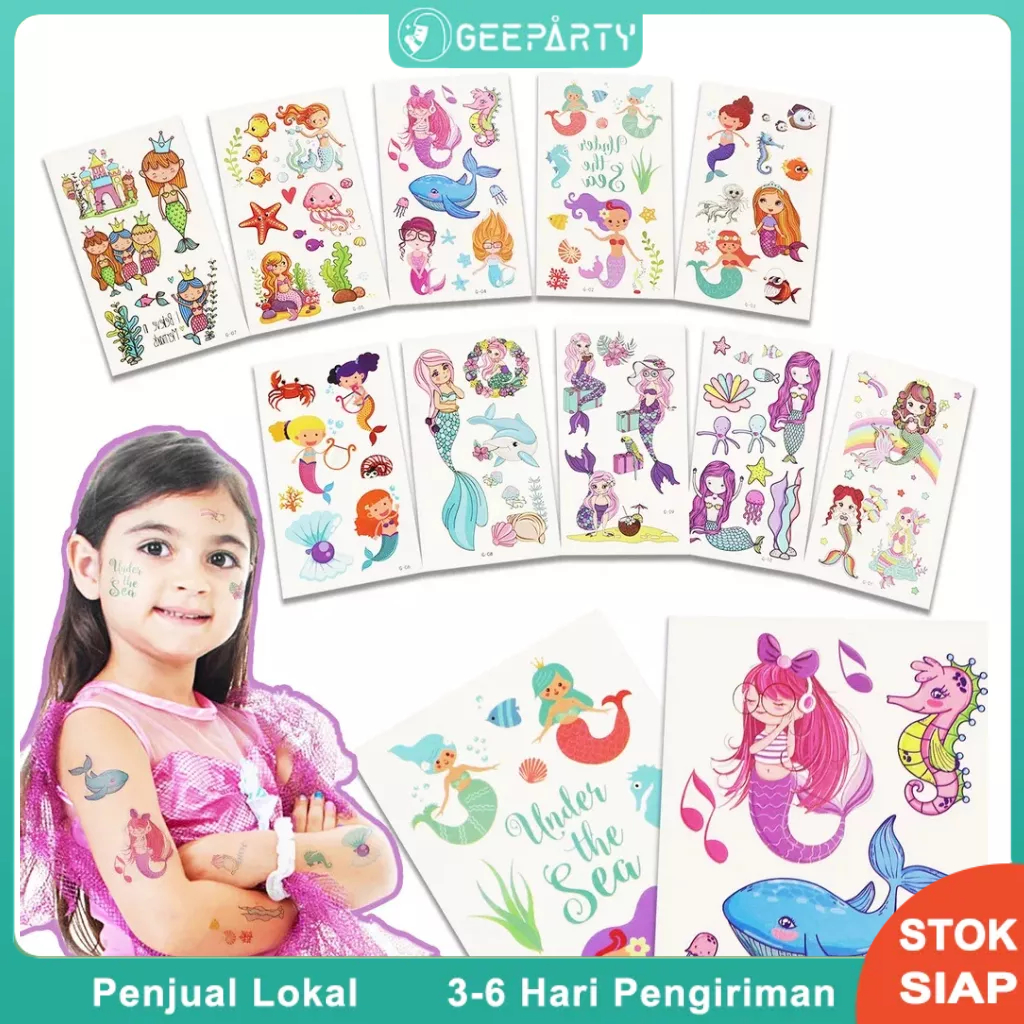 

10 Pcs Tema Putri Duyung Stiker Tato Sementara Yang Dapat Dilepas /Untuk Dekorasi Pesta Ulang Tahun Nikmat Perlengkapan(Perlu digunakan dengan air)