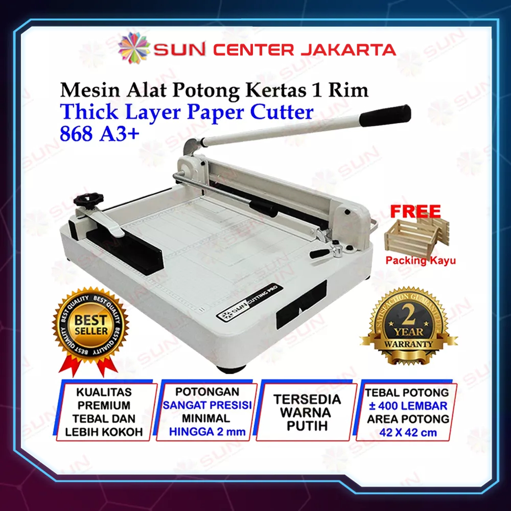 Mesin Pemotong Kertas 1 rim A4 868 Thick Layer Paper Cutter 868 A4 Kualitas Super Premium Garansi 2 Tahun  ( Alat Potong Kertas hvs, Sticker, Art Paper, Undangan, Buku, Brosur Uk A6, A5, A4, F4, A3 )