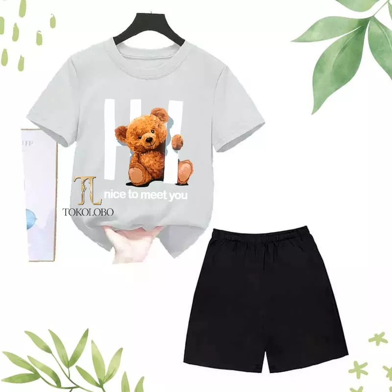 tokolobo set anak DTF printing carbe HI BEAR unisex