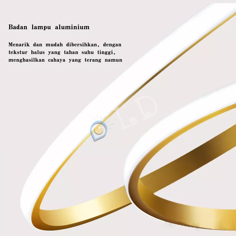 [COD] Lampu Gantung Minimalis Modern RUANG TAMU - Lampu Gantung LED 3 Ring Modern Untuk Kamar Tidur Lampu Gantung Emas 3 Ring LED 3 Warna Ceiling Lamp Sederhana Ruang Makan Ruang Tamu Chandelier
