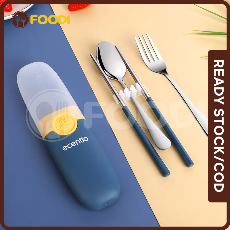 ecentio &amp; FOODI 3pcs set alat makan garpu Sendok sendok garpu set stainless