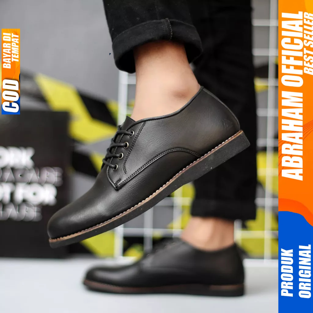 Sepatu Formal Pantofel Casual Kulit Pu Kerja Hitam Pria