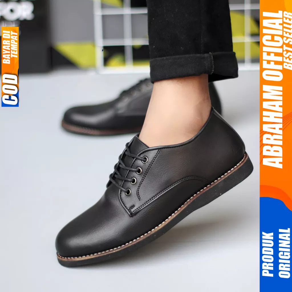 Sepatu Formal Pantofel Casual Kulit Pu Kerja Hitam Pria