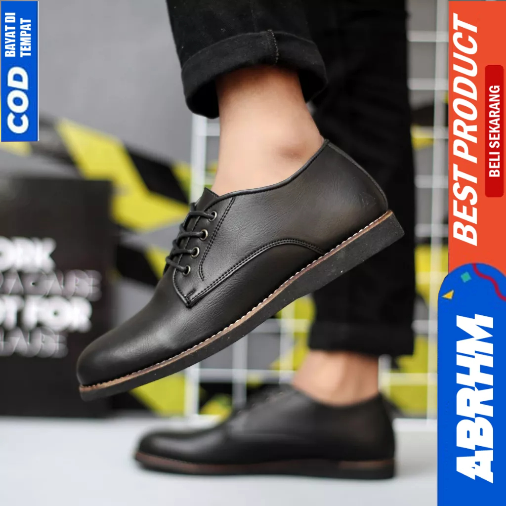 ABRHM Sepatu Formal Pantofel Oxford Hitam Pria