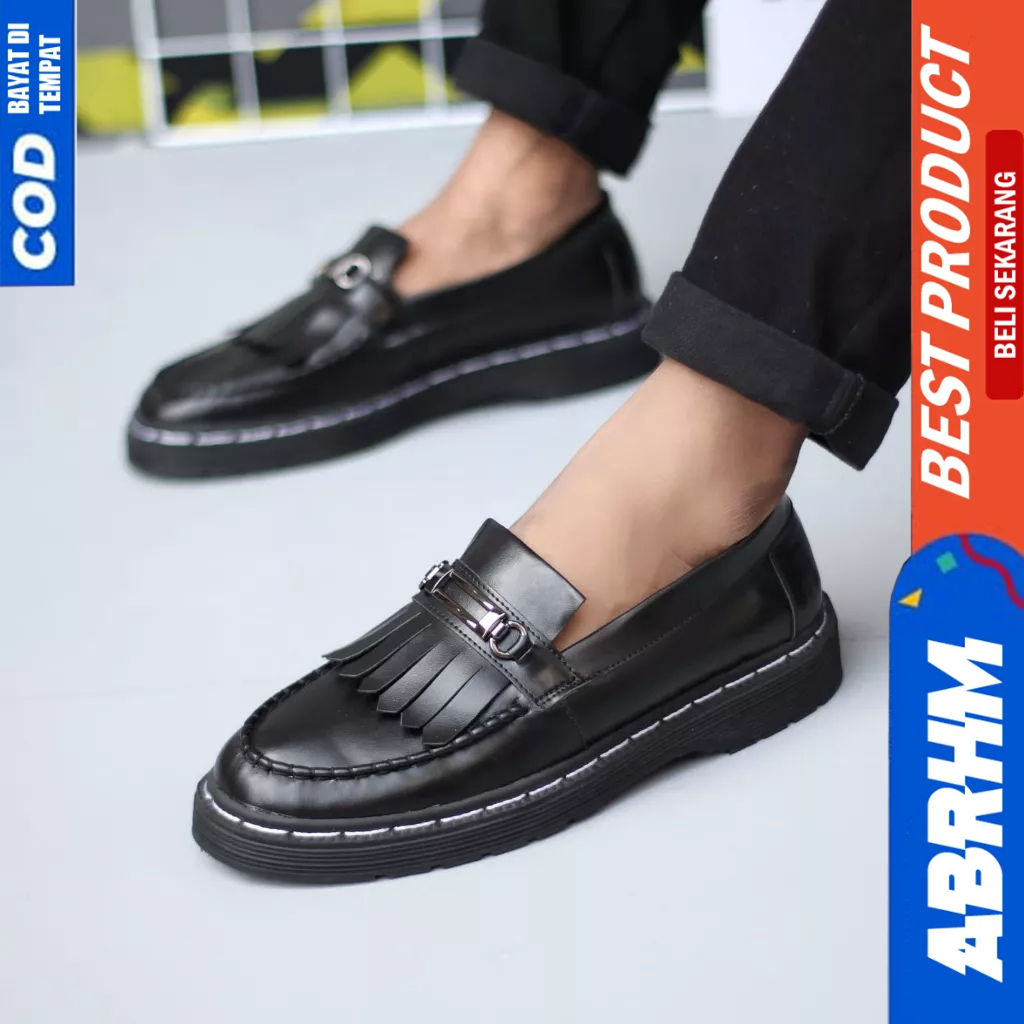 ABRHM loafers Penny Docmart Casual Kerja Hitam Pria