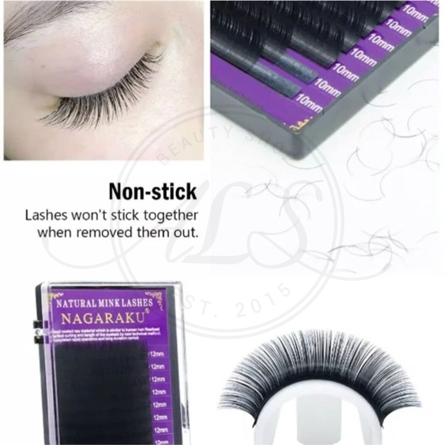 NAGARAKU UNGU MINK LASHES  TIPE C CURLY READY STOCK SIZE KOMPLIT