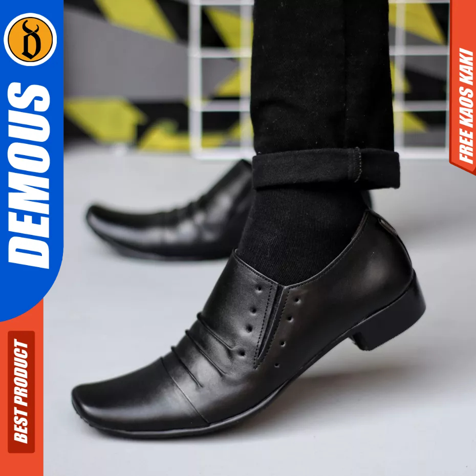 Sepatu Pantofel Formal Hitam Ukuran Besar 44 45 46 47 Kulit Asli Kerja Pria