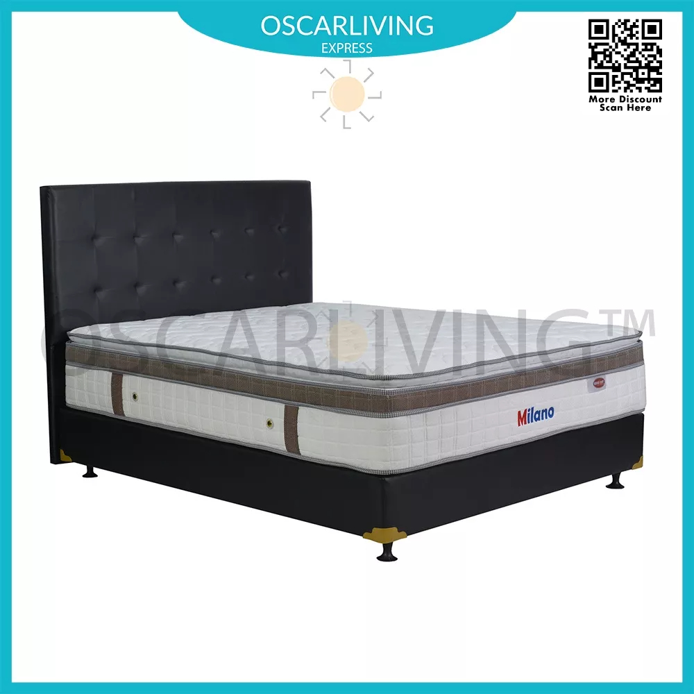 Eversoft Kasur Springbed Milano Latex Spring Putih HB Milano Premium Oreo Spring Bed Fullset - Jabod