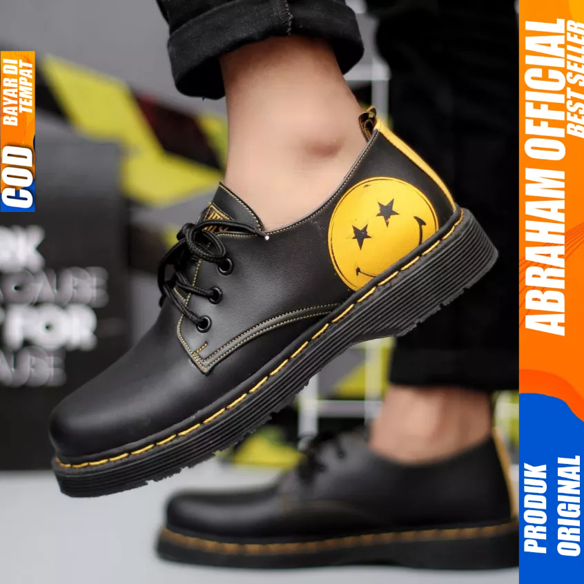 Sepatu Pantofel Formal Docmart Low Boots Casual Kulit Hitam Pria