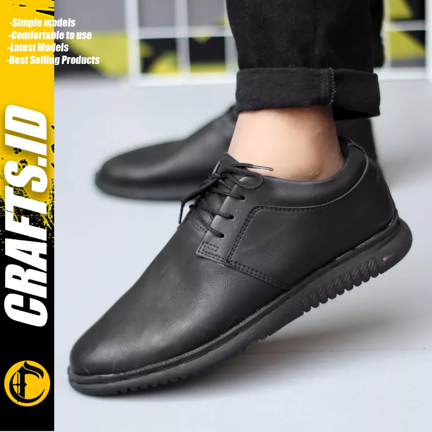 CERAFTS - Sepatu Formal Casual Hitam Kulit Pu Pria