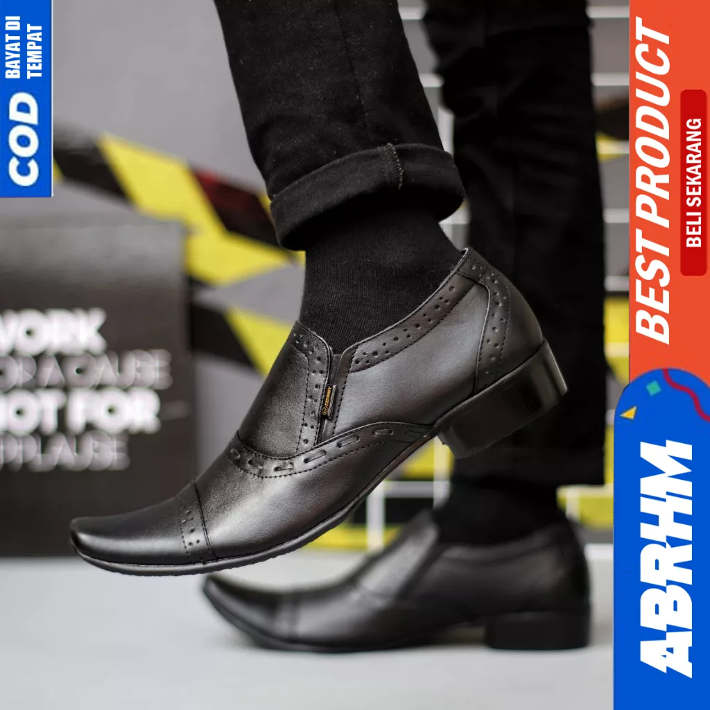 Sepatu Pantofel Formal Hitam Ukuran Besar 44 45 46 47 Kerja Kantor Kulit Asli Pria