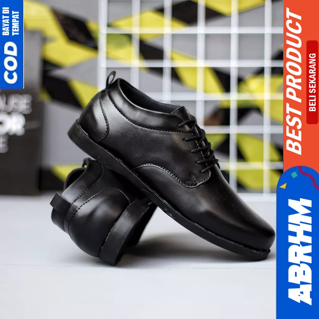 ABRHM Sepatu Oxford Formal Pantofel Hitam Tali Kerja Pria