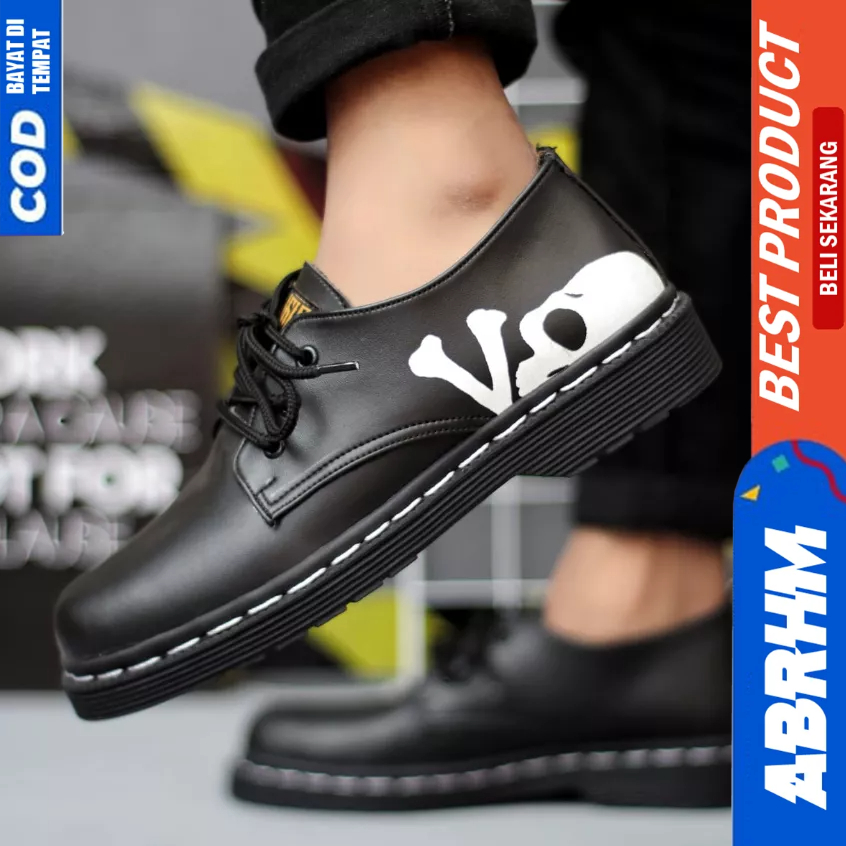 ABRHM Sepatu Formal Kerja Docmart Pantofel Hitam Casual Kerja Pria