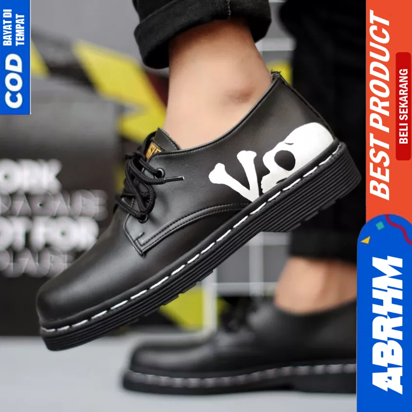 ABRHM Sepatu Pantofel Formal Docmart Hitam Pria