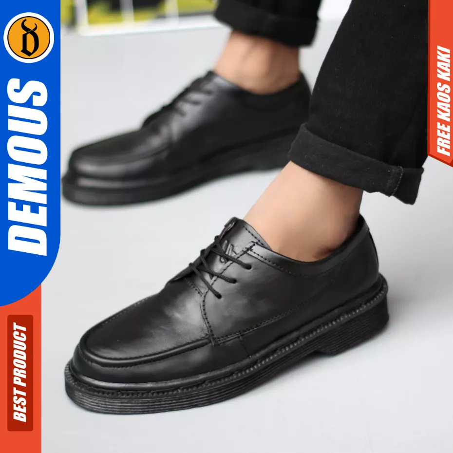 DEMOUS Shadowmoon - Sepatu Formal Formal full Black Kulit Kerja Pria