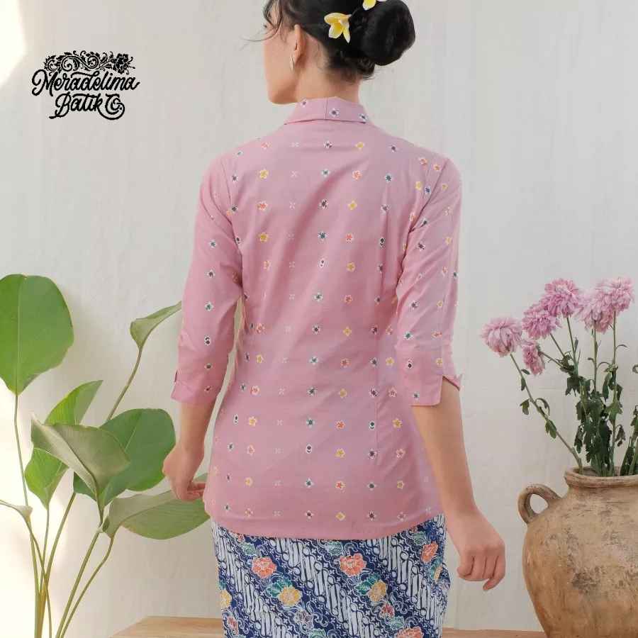 Kebaya Kutubaru Etnik Jasmine Lengan 7/8 Meradelima Katun Dusty Pink