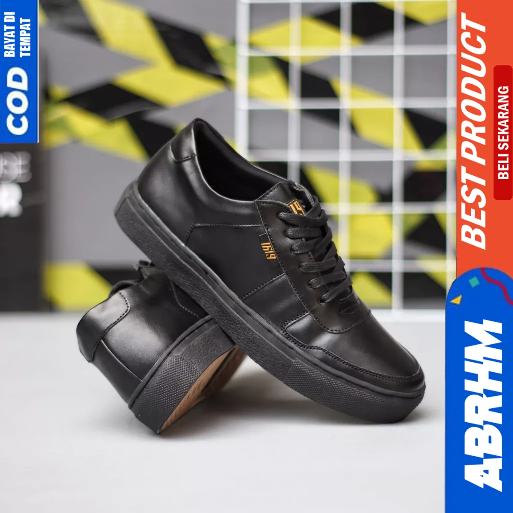 ABRHM Sepatu Formal Casual Sneakers Hitam Kerja Pria