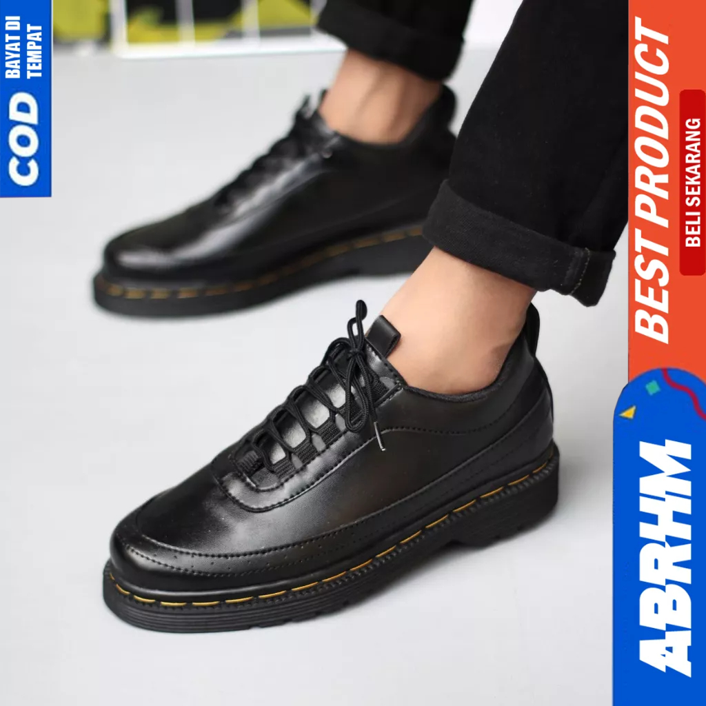 ABRHM Sepatu Formal Docmart Low Boots Pantofel Hitam Kerja Pria