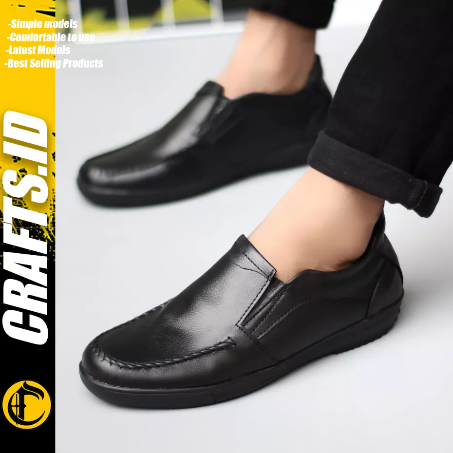 CRAFTS - Sepatu Formal Casual Hitam Loafers Kulit asli Kerja Pria