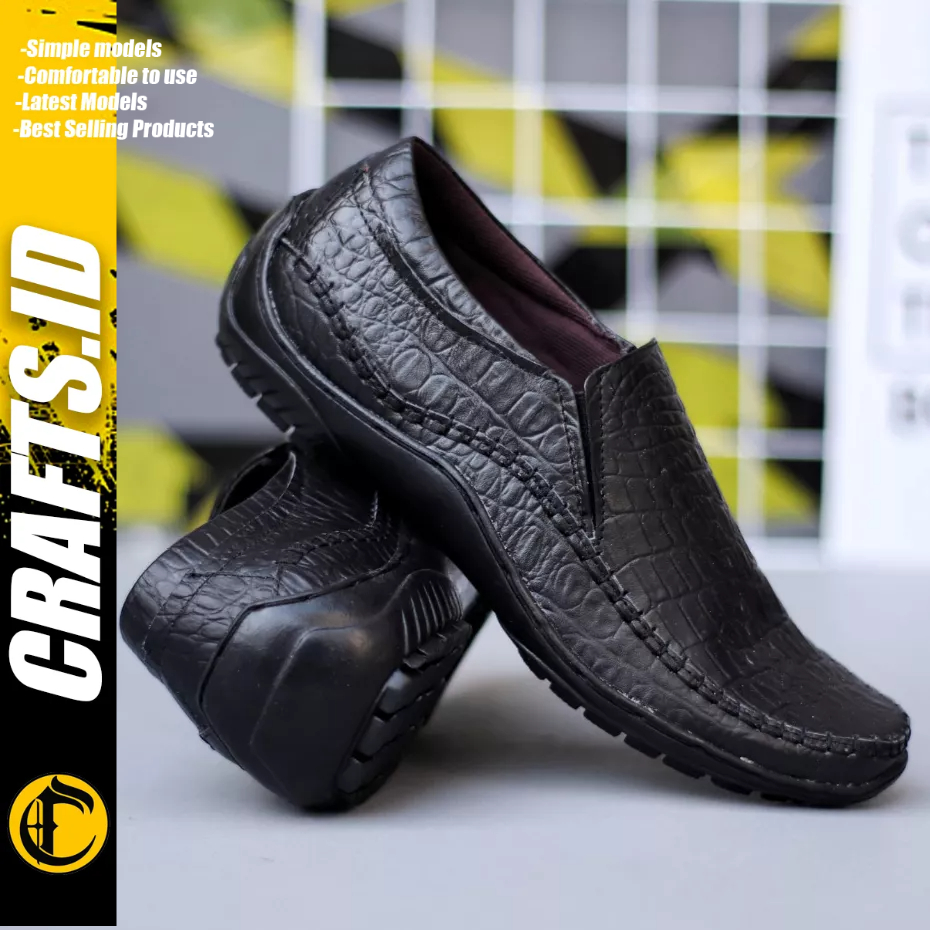 Sepatu Pantofel Formal Casual Hitam Kulit Asli Kerja Pria