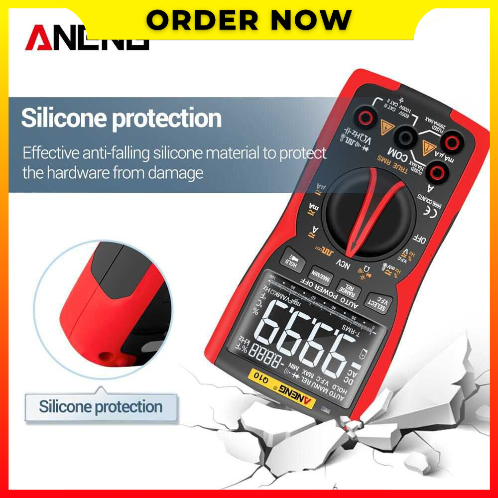 Digital Multimeter 9999 Profesional True RMS Analog Tester Multimetro DIY Transistor Kapasitor NCV Penguji Lcr Meter ANENG Q10 - MBOT1UBK