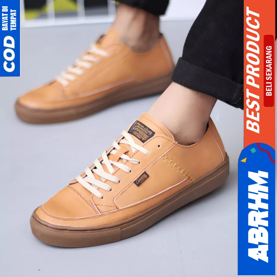 ABRHM Sepatu Formal Casual Kulit Asli Hitam Kerja Pria