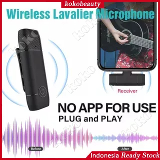 【Penjual Lokal】Wireless Lavalier Microphone Android Type- C / Iphone Mikrofon nirkabel  Lightning Mic Wireless Audio Video Recording Portable Mic Vlog Live Game