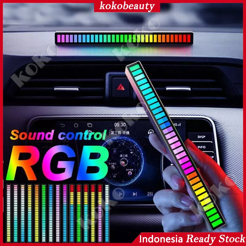 【Penjual Lokal】Lampu ambient mobil portabel Lampu LED RGB Bar Strip Spectrum Audio Indicator Music Sound Control Harga Per 1 Pcs