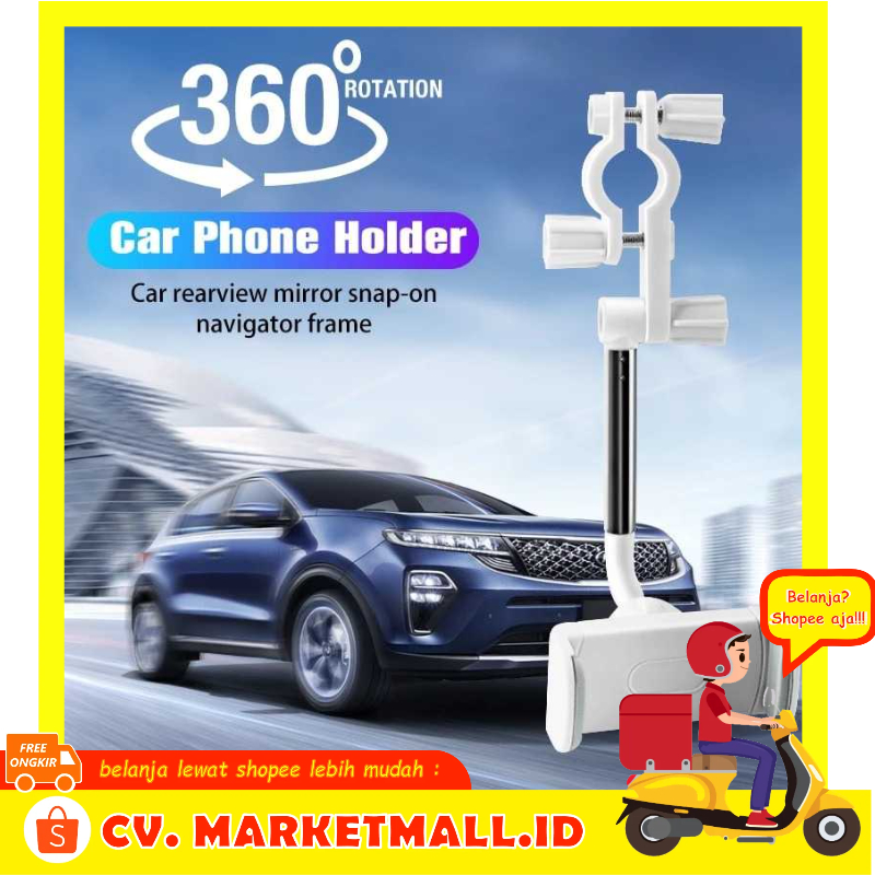 Dudukan Telepon Universal Smartphone GPS Mobil Car Holder Spion Bisa Diputar Rearview Bracket SYRINX - 7RRSHOBK