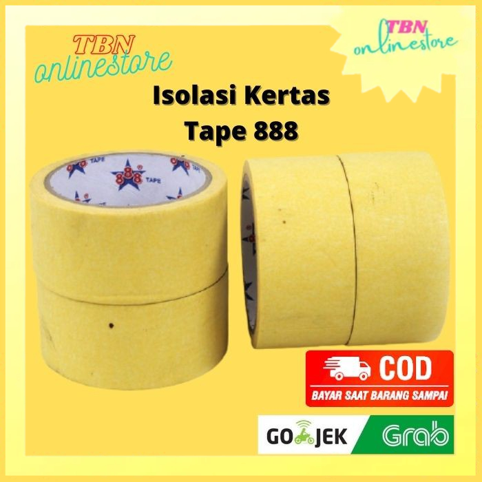 888 Isolasi Kertas / Masking Tape 888 / Lakban Kertas Kuning Besar / Solatip