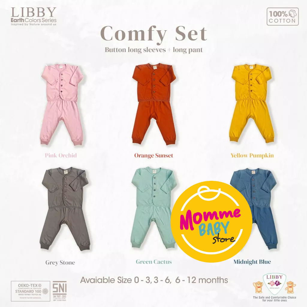 Little Palmerhaus Button Tee Long Sleeve Setelan Piyama Panjang Anak LIBBY EARTH COMFY SET PANJANG Libby