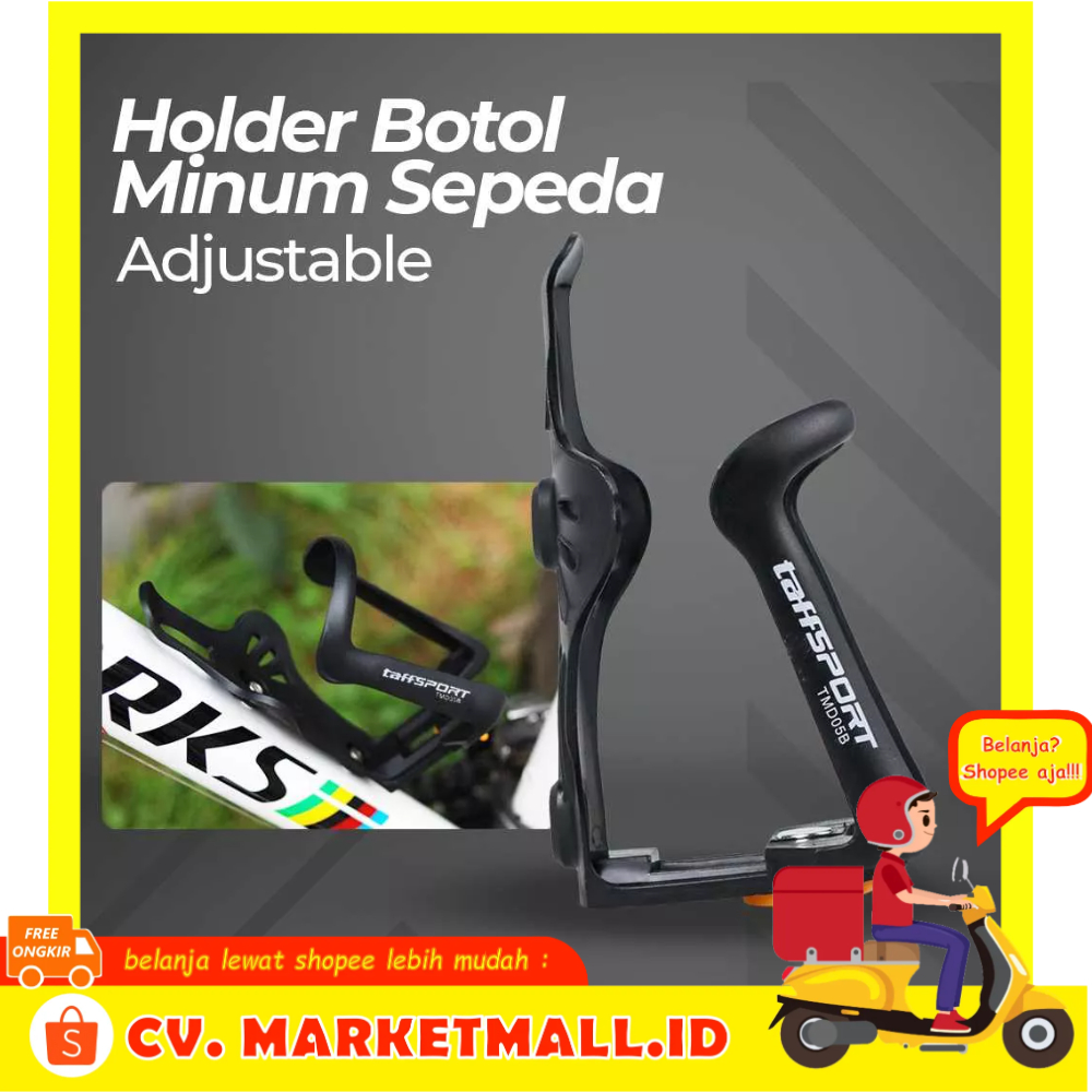 Holder Dudukan Gelas Botol Air Minum Sepeda Universal Dapat Disesuaikan Fleksibel TaffSPORT TMD05B - OMSE26BK